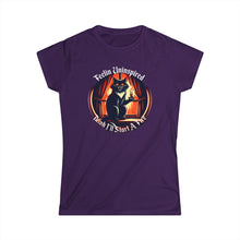 Load image into Gallery viewer, Dark Humor Cat on Women&#39;s Softstyle Tee
