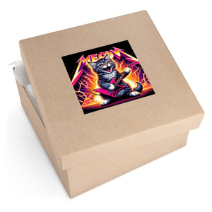 Electric Rock-Out 8 X 8 Inch Kitty Sticker