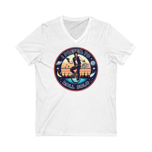 Han Solo Unicycle on Bella+Canvas V-Neck