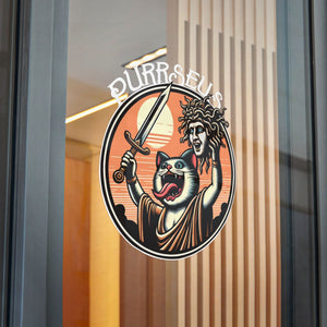 Purrseus Cartoon-Style Die-Cut Stickers, (DTF)