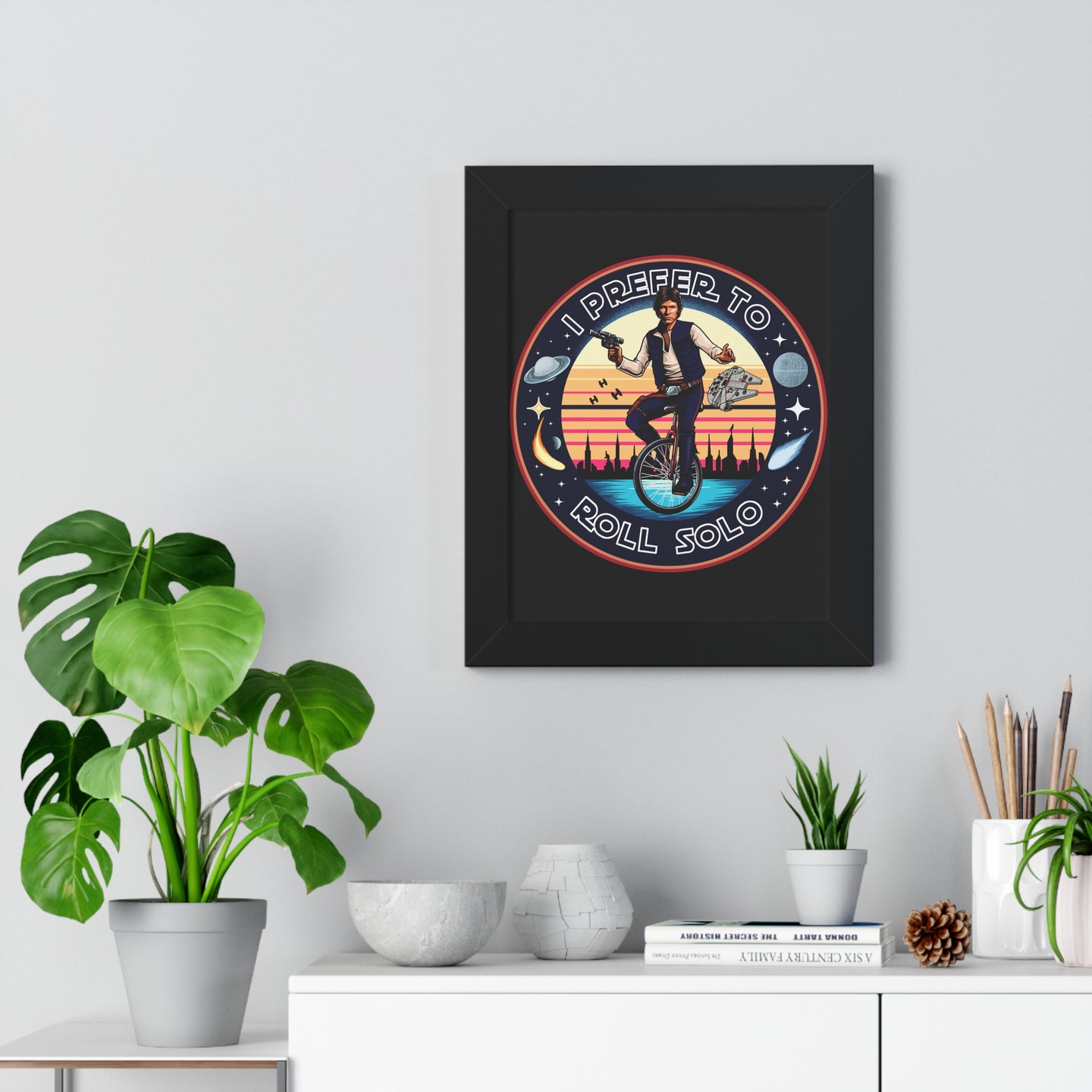 Han Solo Unicycle Framed Vertical Poster