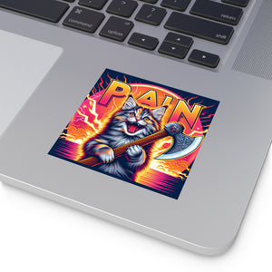 Psycho Viking Kitty Square Vinyl Sticker