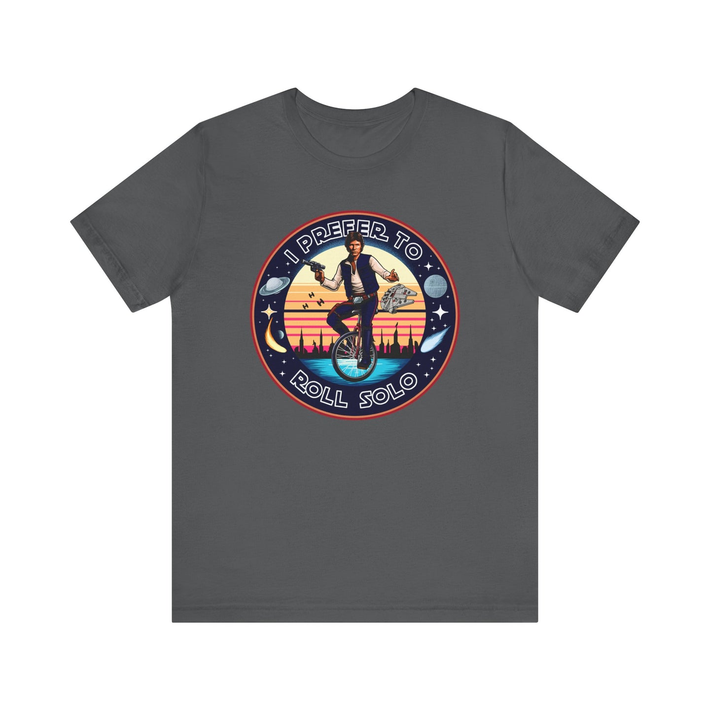 Han Solo Unicycle on Bella+Canvas Tee