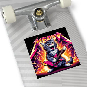 Electric Rock-Out 8 X 8 Inch Kitty Sticker
