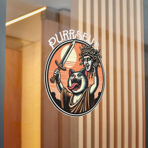 Purrseus Cartoon-Style Die-Cut Stickers, (DTF)